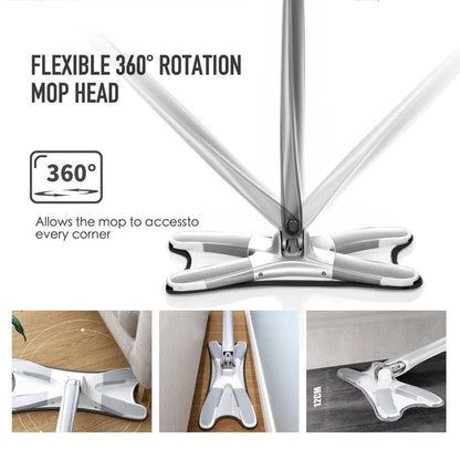 Twist Mop, X Shape Microfiber Mop, Floor Clean Mop Twist Mop With 360 Rotating Head